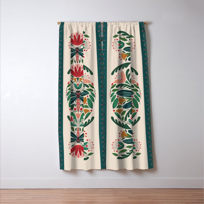 Dragonfly Folk Design Window Curtain Gallery Image 3