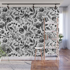 Bountiful Bouquet Black Watercolor Wall Mural Gallery Image 1