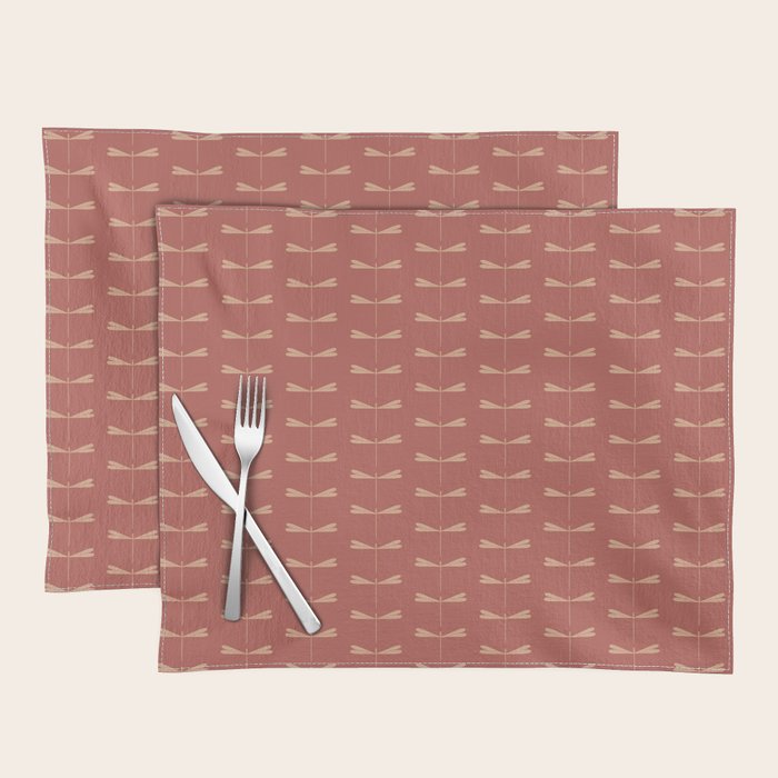 Dragonfly Pattern XVI Rose Pink Placemat Gallery Image 1