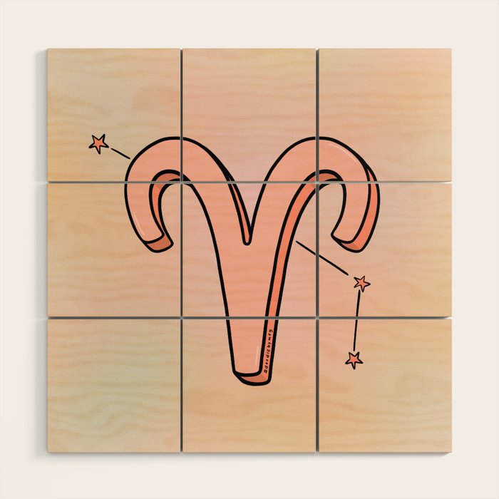 Aries Symbol Wood Wall Art Gallery Image 1