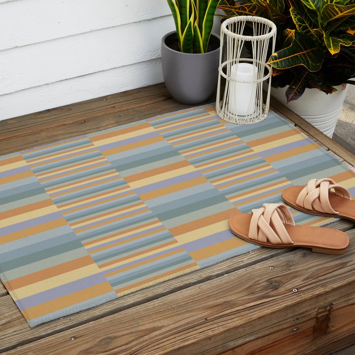 Mixed Stripes Pattern XVI Beachy Colors Outdoor Rug Gallery Image 2