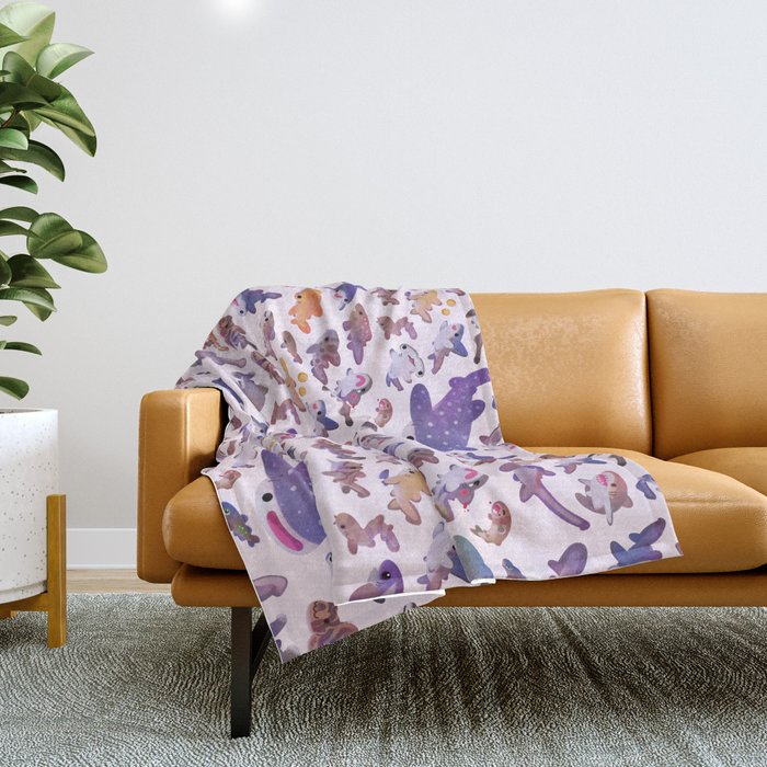 Shark day2 - bright Throw Blanket Gallery Image 1
