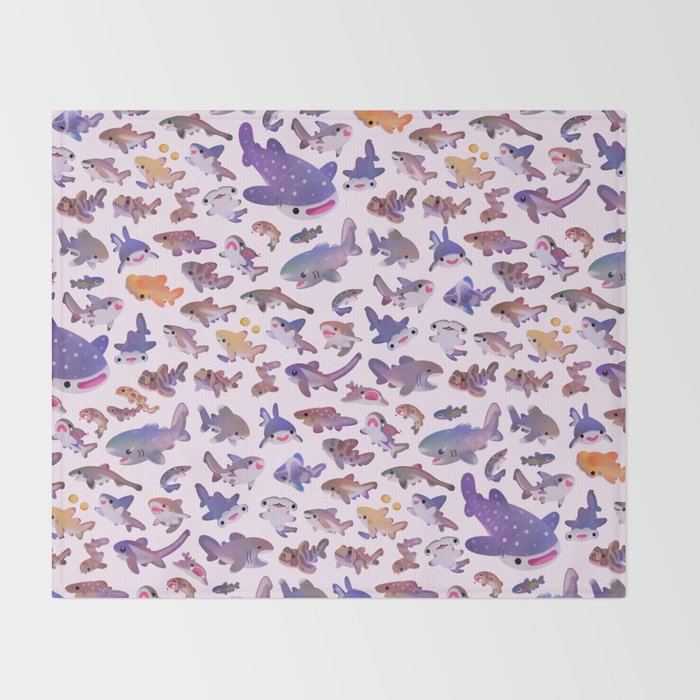 Shark day2 - bright Throw Blanket Gallery Image 2