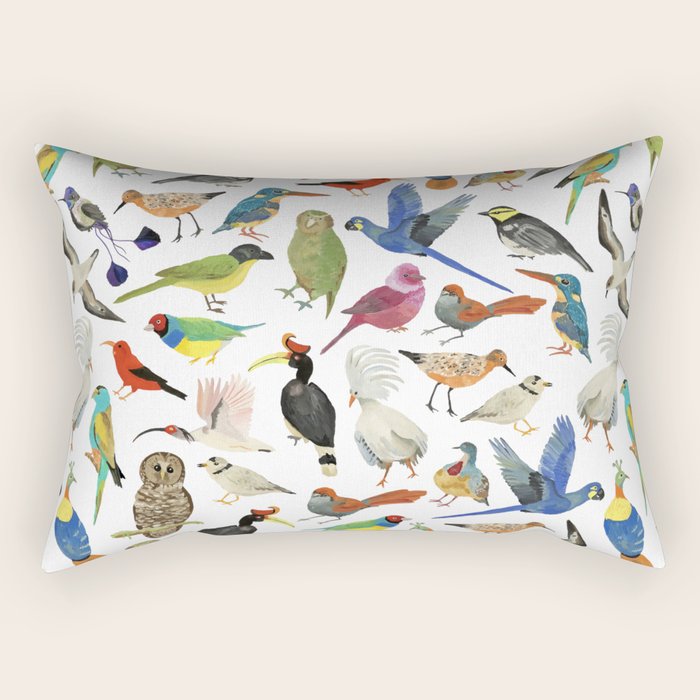 Endangered Birds Around the World Rectangular Pillow Gallery Image 1