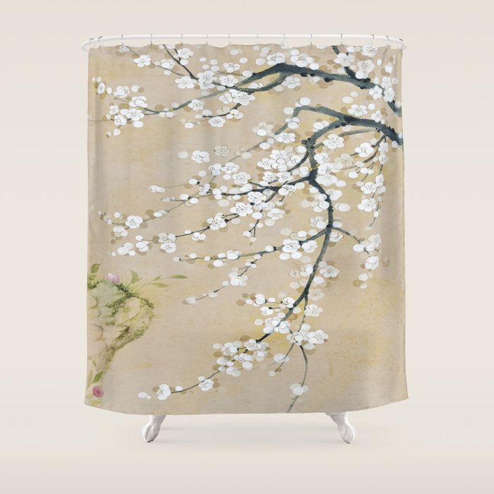 Ume flower painting,korean painting. chinoiserie. Shower Curtain Gallery Image 1