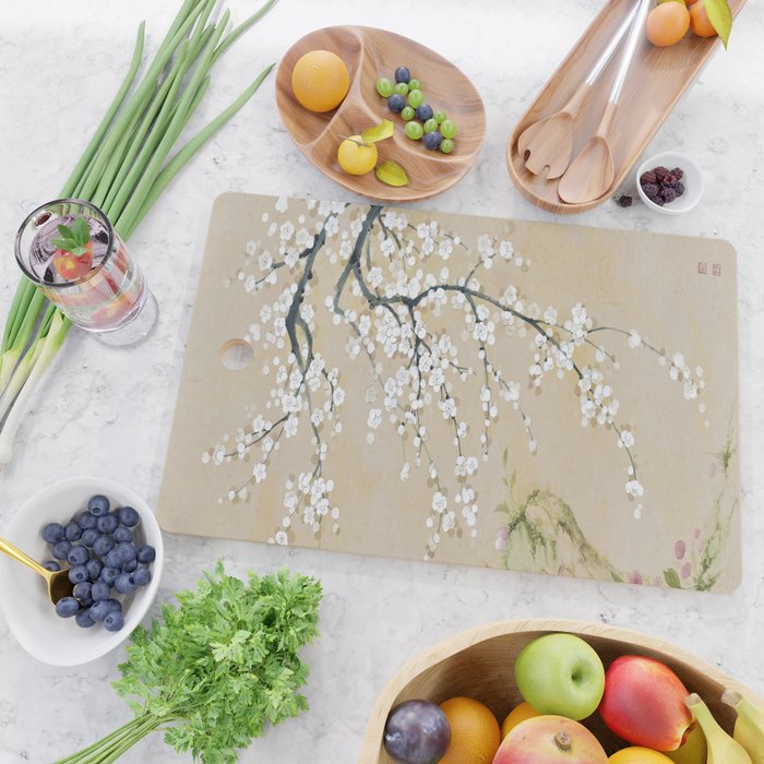 Ume flower painting,korean painting. chinoiserie. Cutting Board Gallery Image 2