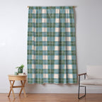 Green, Blue, and Ivory Traditional Plaid Pattern Window Curtain Gallery Image 5
