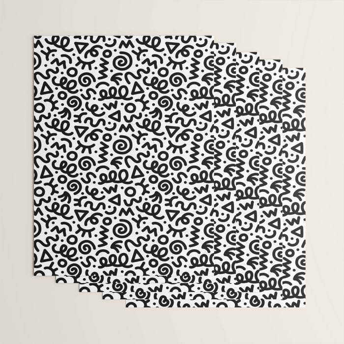 Fun black and white doodle art pattern Wrapping Paper Gallery Image 3