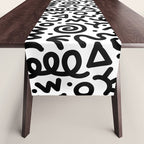 Fun black and white doodle art pattern Table Runner Gallery Image 1