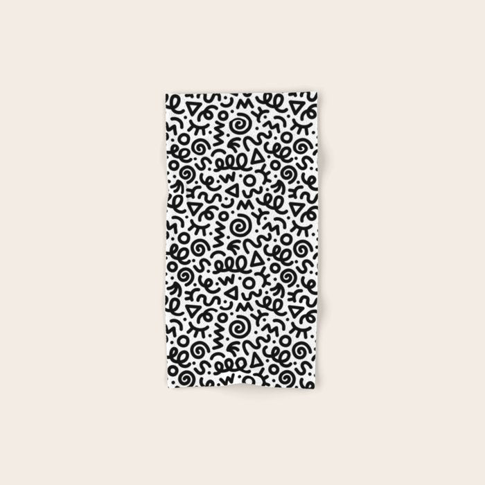 Fun black and white doodle art pattern Bath Towel Gallery Image 1