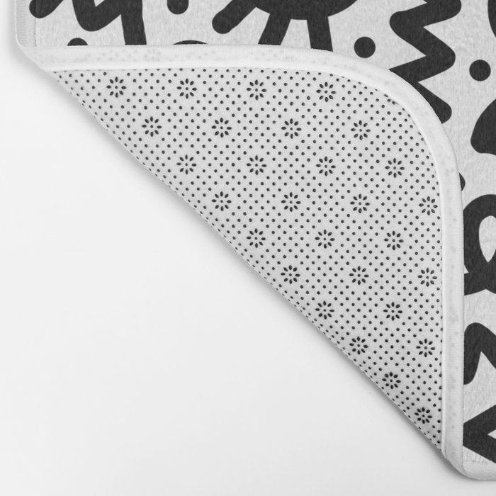 Fun black and white doodle art pattern Bath Mat Gallery Image 2