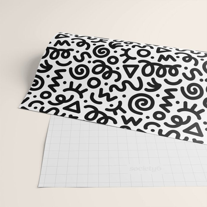 Fun black and white doodle art pattern Wrapping Paper Gallery Image 2