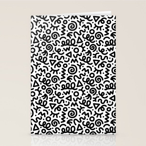 Fun Black And White Doodle Art Pattern Stationery Card