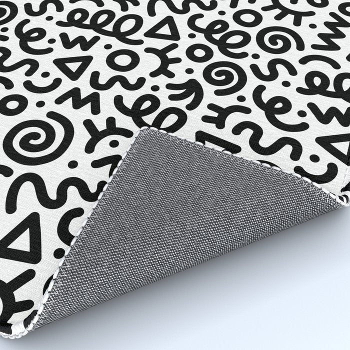 Fun black and white doodle art pattern Rug Gallery Image 4