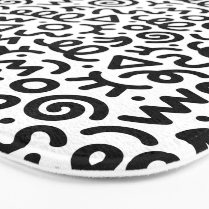 Fun black and white doodle art pattern Bath Mat Gallery Image 3