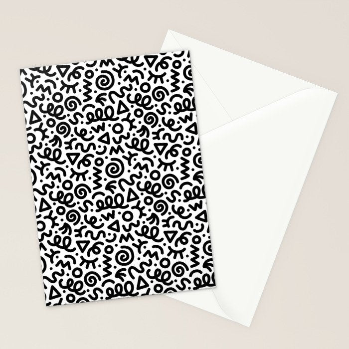 Fun black and white doodle art pattern Stationery Card Gallery Image 2