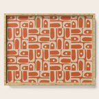 Mid Century Modern Piquet Abstract Multi Pattern in Mid Mod Burnt Orange and Beige Serving Tray Gallery Image 1