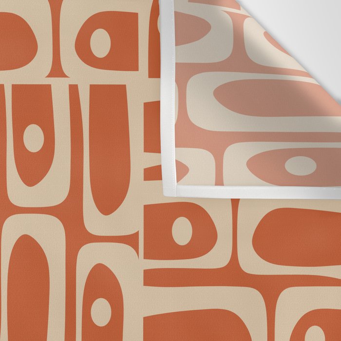 Mid Century Modern Piquet Abstract Multi Pattern in Mid Mod Burnt Orange and Beige Wall Tapestry Gallery Image 3