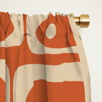 Mid Century Modern Piquet Abstract Multi Pattern in Mid Mod Burnt Orange and Beige Window Curtain Gallery Image 2