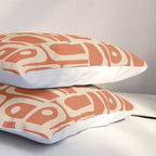 Mid Century Modern Piquet Abstract Multi Pattern in Mid Mod Burnt Orange and Beige Pillow Sham Gallery Image 3