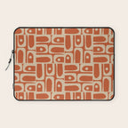 Mid Century Modern Piquet Abstract Multi Pattern in Mid Mod Burnt Orange and Beige Laptop Sleeve Gallery Image 1