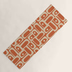 Mid Century Modern Piquet Abstract Multi Pattern in Mid Mod Burnt Orange and Beige Yoga Mat Gallery Image 1