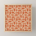 Mid Century Modern Piquet Abstract Multi Pattern in Mid Mod Burnt Orange and Beige Mini Art Print Gallery Image 1