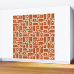 Mid Century Modern Piquet Abstract Multi Pattern in Mid Mod Burnt Orange and Beige Wall Mural Gallery Image 2