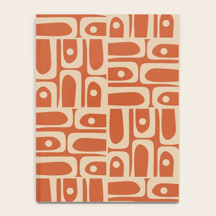 Mid Century Modern Piquet Abstract Multi Pattern in Mid Mod Burnt Orange and Beige Notebook Gallery Image 4