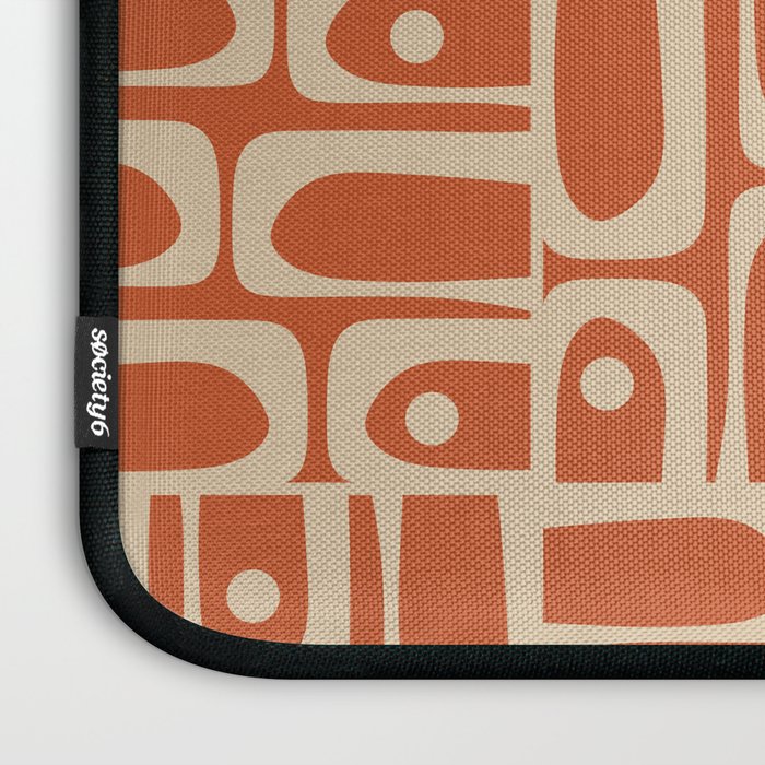 Mid Century Modern Piquet Abstract Multi Pattern in Mid Mod Burnt Orange and Beige Laptop Sleeve Gallery Image 3
