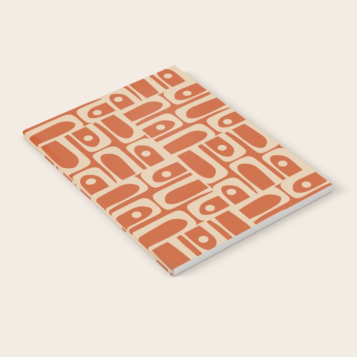 Mid Century Modern Piquet Abstract Multi Pattern in Mid Mod Burnt Orange and Beige Notebook Gallery Image 1