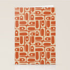 Mid Century Modern Piquet Abstract Multi Pattern in Mid Mod Burnt Orange and Beige Stationery Card Gallery Image 2