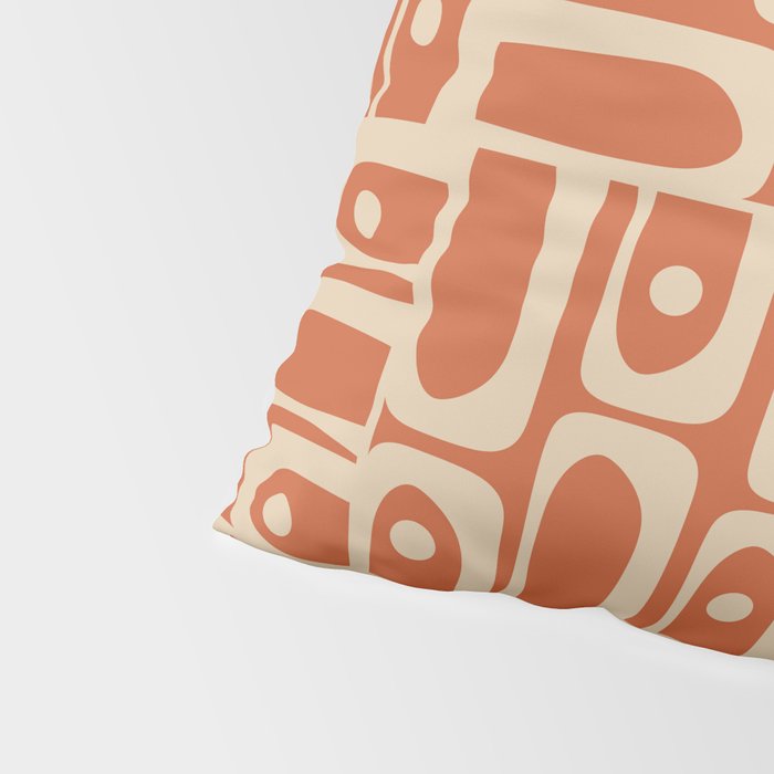 Mid Century Modern Piquet Abstract Multi Pattern in Mid Mod Burnt Orange and Beige Pillow Sham Gallery Image 4
