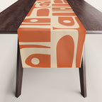 Mid Century Modern Piquet Abstract Multi Pattern in Mid Mod Burnt Orange and Beige Table Runner Gallery Image 1