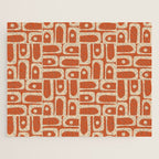 Mid Century Modern Piquet Abstract Multi Pattern in Mid Mod Burnt Orange and Beige Jigsaw Puzzle Gallery Image 1