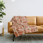 Mid Century Modern Piquet Abstract Multi Pattern in Mid Mod Burnt Orange and Beige Throw Blanket Gallery Image 1