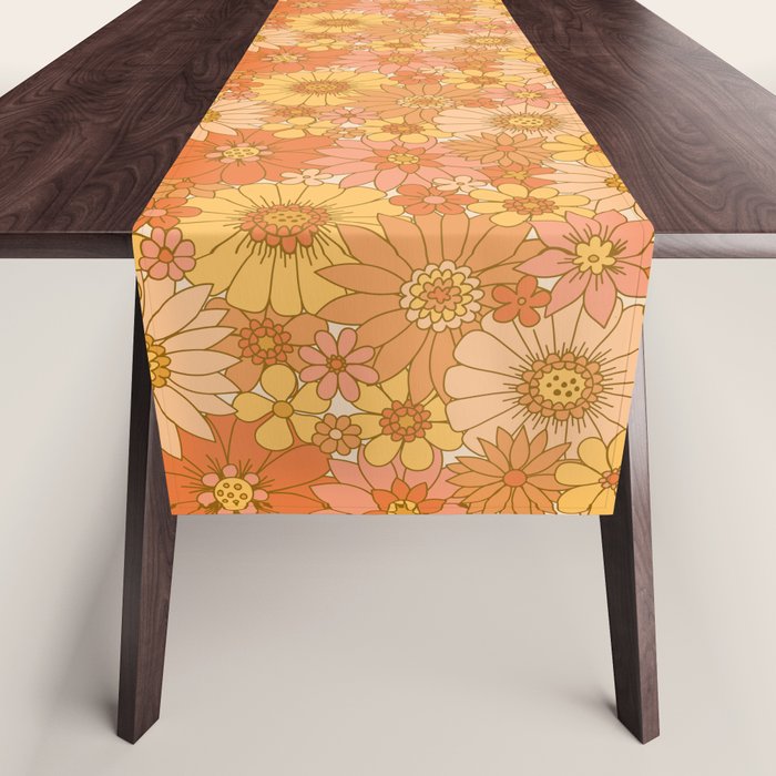 70s Retro Daisy Floral Table Runner Gallery Image 1