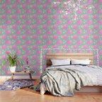 Pink and turquoise hibiscus flowers pattern Wallpaper Gallery Image 3