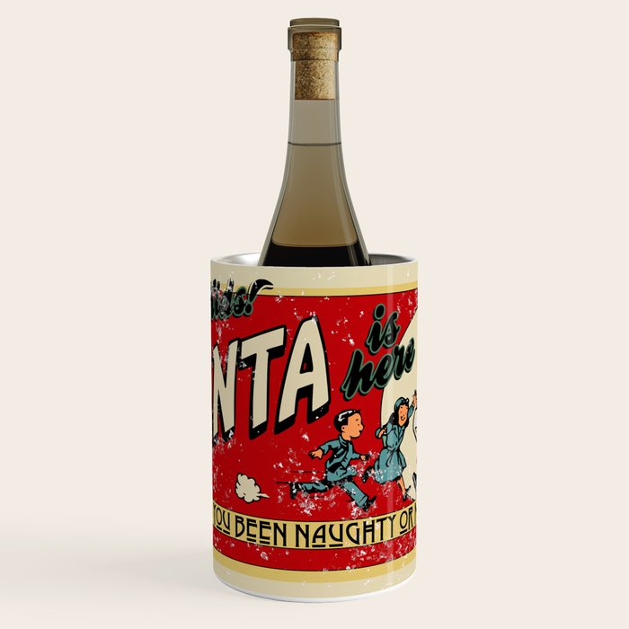 Naughty or Nice?, Vintage Santa Poster Wine Chiller Gallery Image 1