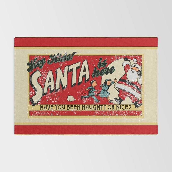 Naughty or Nice?, Vintage Santa Poster Rug Gallery Image 2