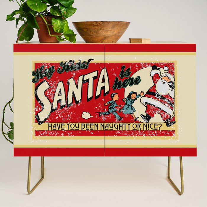 Naughty or Nice?, Vintage Santa Poster Credenza Gallery Image 1