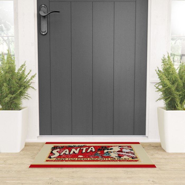 Naughty or Nice?, Vintage Santa Poster Welcome Mat Gallery Image 3