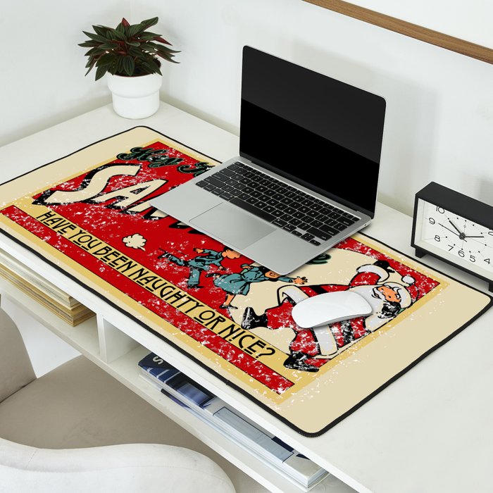 Naughty or Nice?, Vintage Santa Poster Desk Mat Gallery Image 2