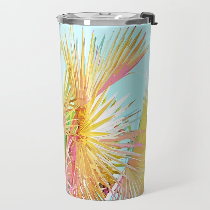 Beachy Pastel Palm Jungle | Botanical Digital Painting | Nature Plants Tropical Boho Blush Travel Mug Gallery Image 2