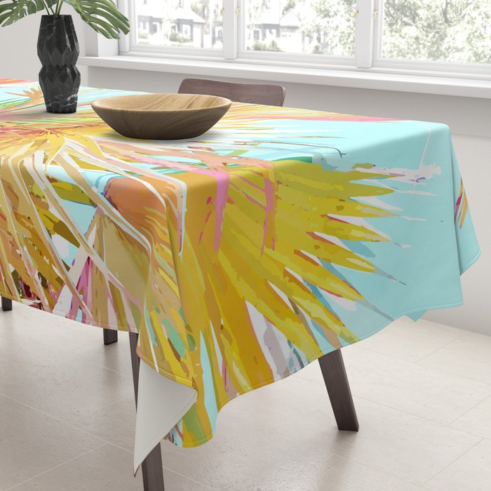 Beachy Pastel Palm Jungle | Botanical Digital Painting | Nature Plants Tropical Boho Blush Tablecloth Gallery Image 3