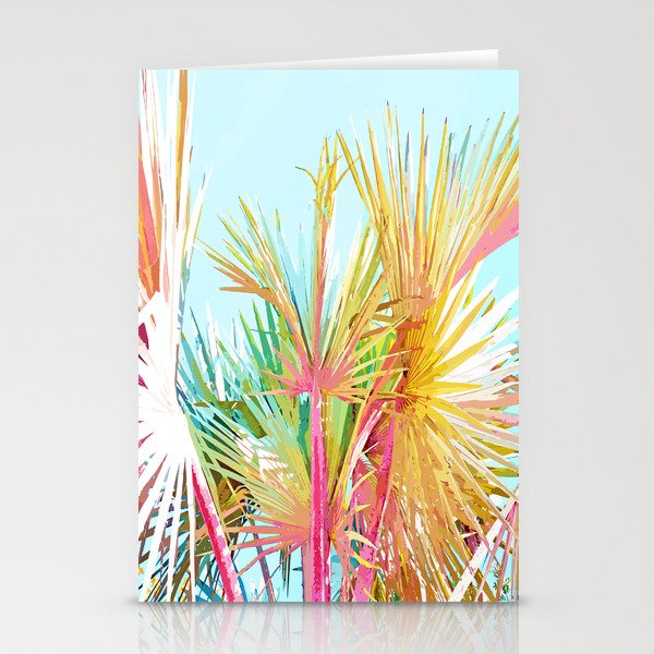 Beachy Pastel Palm Jungle | Botanical Digital Painting | Nature Plants Tropical Boho Blush Stationery Card Gallery Image 1