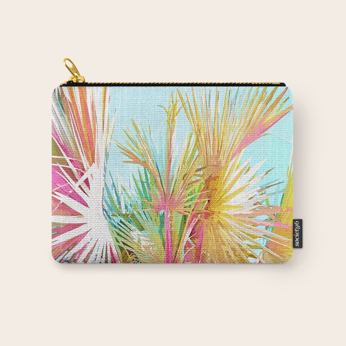 Beachy Pastel Palm Jungle | Botanical Digital Painting | Nature Plants Tropical Boho Blush Carry All Pouch Gallery Image 1