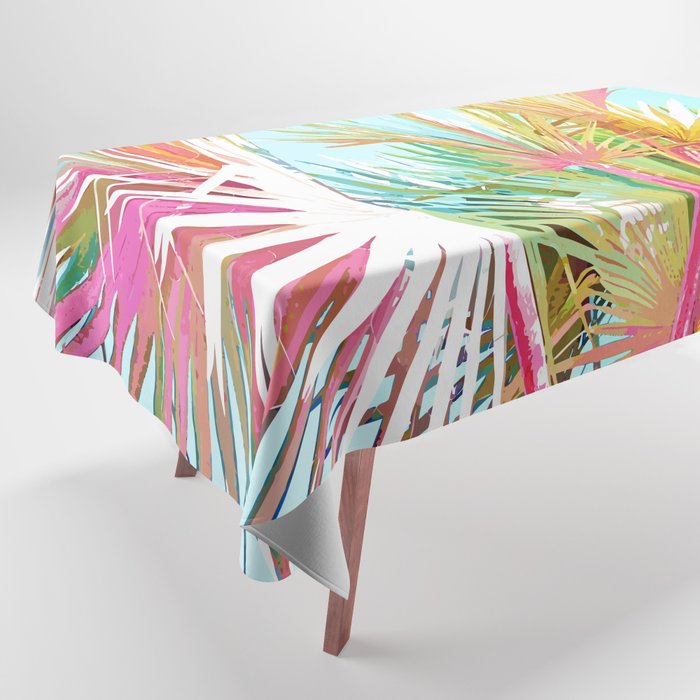 Beachy Pastel Palm Jungle | Botanical Digital Painting | Nature Plants Tropical Boho Blush Tablecloth Gallery Image 1