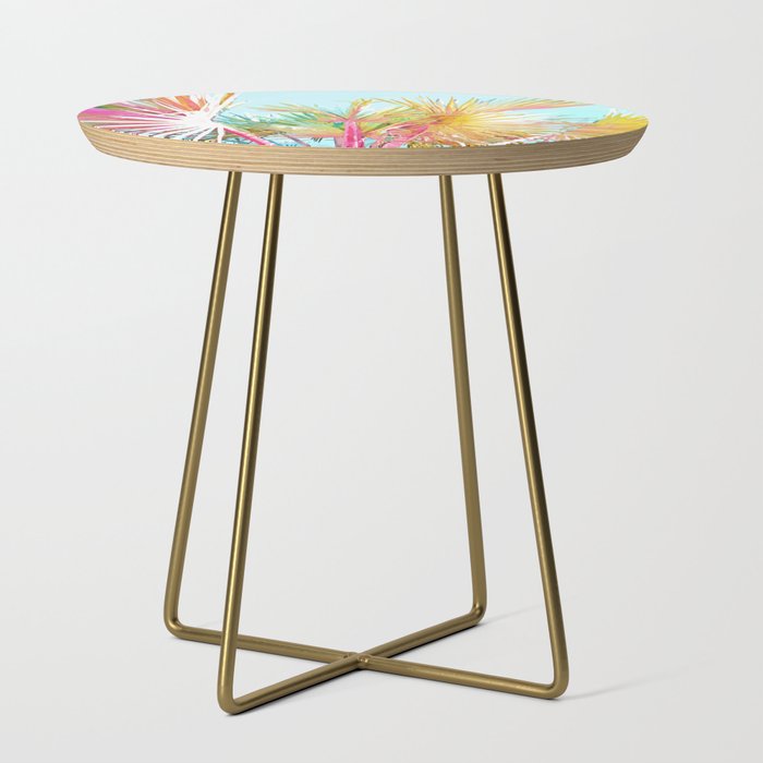 Beachy Pastel Palm Jungle | Botanical Digital Painting | Nature Plants Tropical Boho Blush Side Table Gallery Image 1