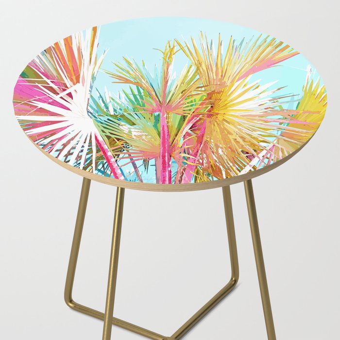 Beachy Pastel Palm Jungle | Botanical Digital Painting | Nature Plants Tropical Boho Blush Side Table Gallery Image 2